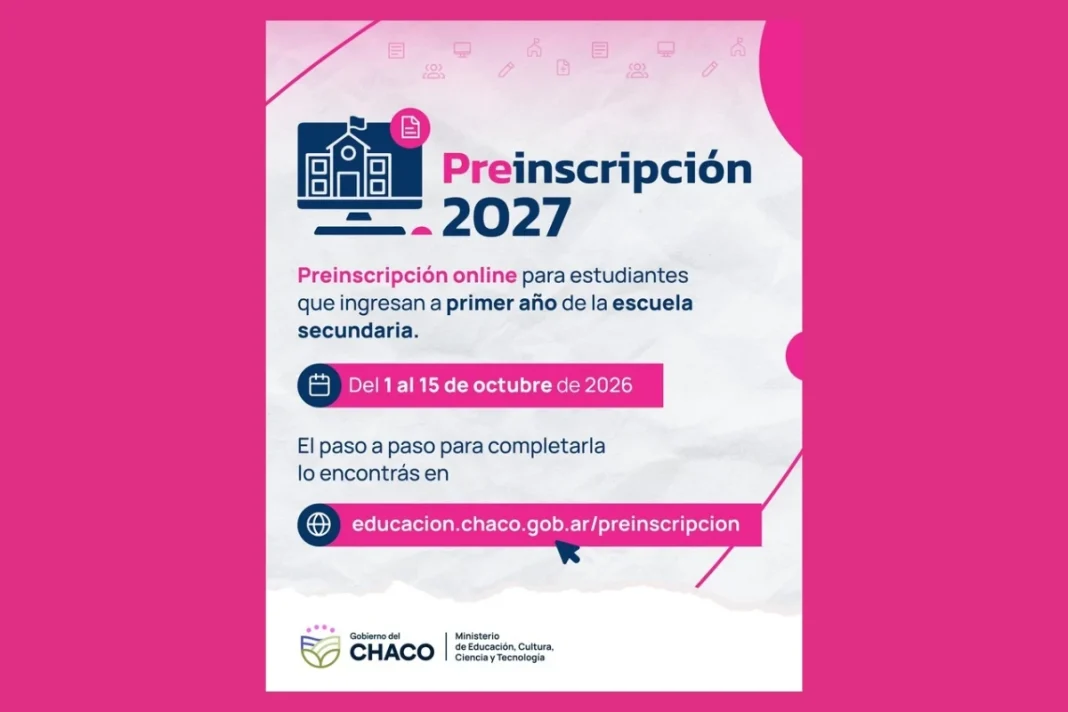 Gráfica de la preinscripción online 2027 para primer año de la escuela secundaria en Chaco