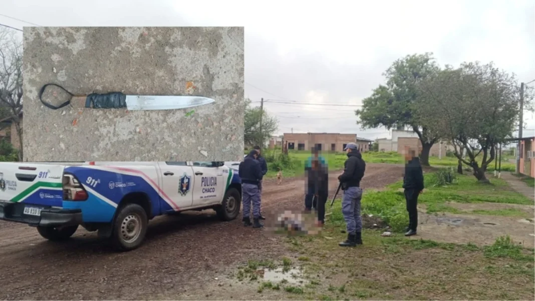Policía y un patrullero en una calle de Villa Libertad
